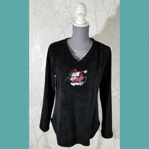 Disney Black Fleece Mickey Mouse & Minney Top